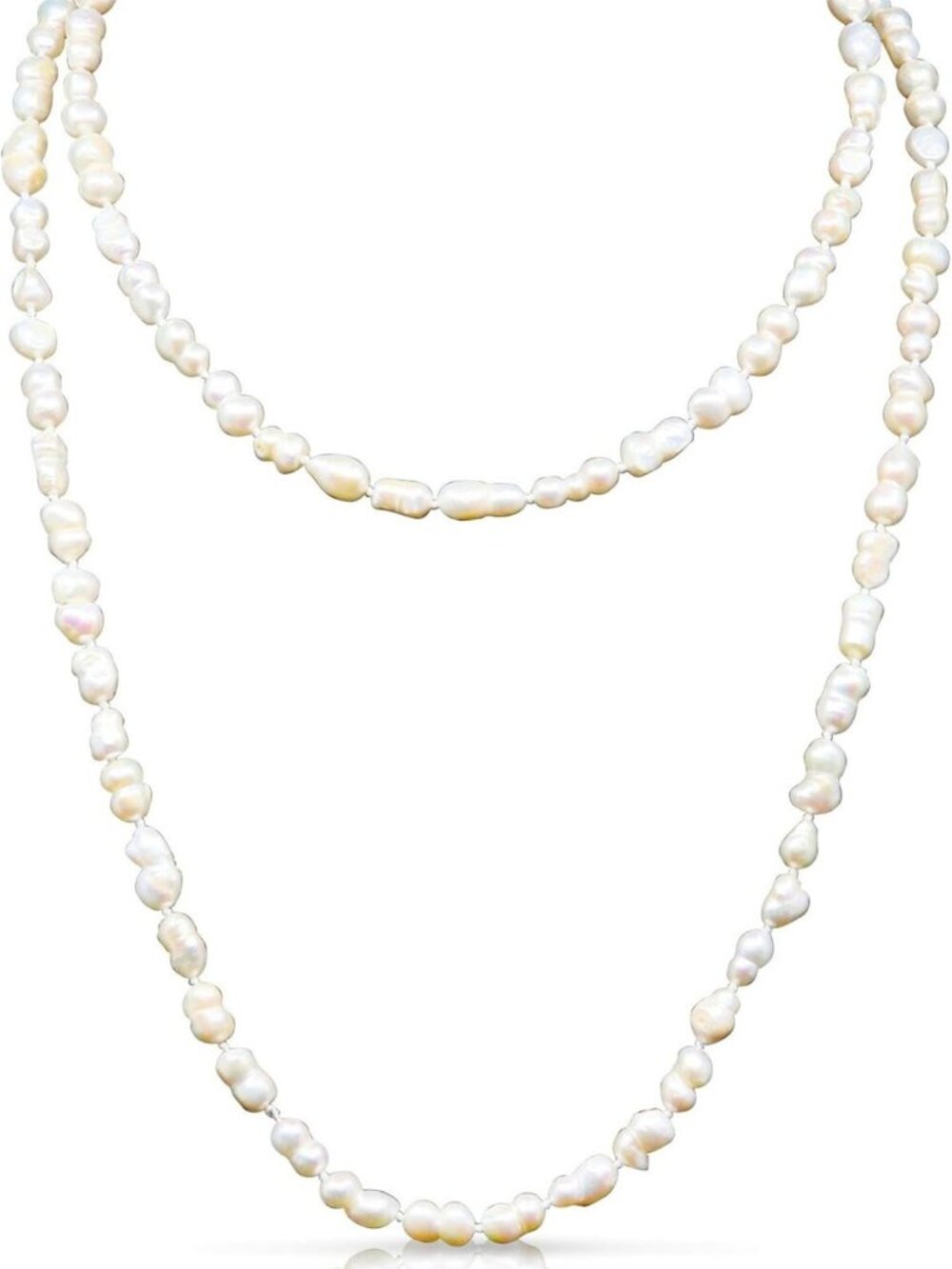 Elegant Freshwater Cultured Pearl Endless Necklace - 72", 60", 42", 38" Strands